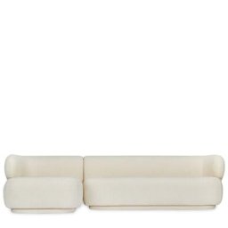 Ecksofa GIULIA - Ecksofa linke Ecke, Bouclé Stoff in Weiß, B281