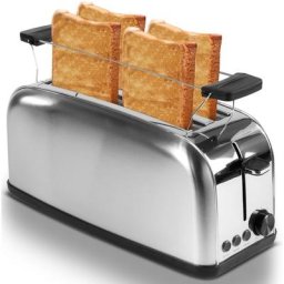 Edelstahl 4 Scheiben Langschlitz Toaster Cool-Touch Gehäuse Krümelfach Mit Brötchenaufsatz