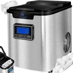 Eiswürfelbereiter Eiswürfelmaschine Edelstahl 150W Ice Maker 12 kg 24 h 3 Würfelgrößen Zubereitung