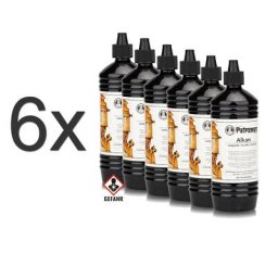 6 x Petroleum Paraffinöl 1 Liter Flasche Alkan Petromax
