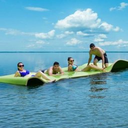 350 × 183cm Wasserhängematte, Aufrollbare Schwimmmatte für 4-6 Personen, Schwimmende Wassermatte