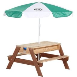 AXI Nick Kinder Sand & Wasser Picknicktisch aus Holz Wasserspieltisch & Sandtisch mit Deckel und
