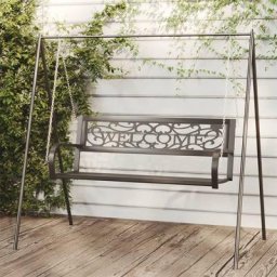 Bonnevie - Hollywoodschaukel Gartenschaukel - Schaukelbank 125 cm Stahl und Kunststoff Schwarz