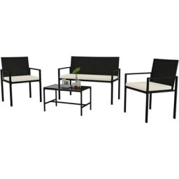 Gartenmöbel-Set für den Außenbereich aus Rattan, 4-teilig, Gartenmöbel-Set für 4 Personen,