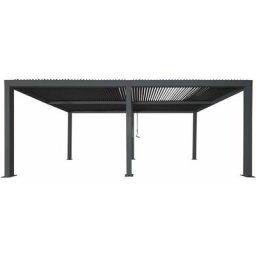 Pergola HHG 911, Gartenpavillon Lamellen-Pavillon, 11cm-Aluminium-Gestell, Regenrinne sturmfest,