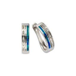 Vivance Paar Creolen 925/- Sterling Silber Opal & Zirkonia