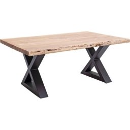 MCA furniture Couchtisch Cartagena, Couchtisch Massivholz mit Baumkante und natürlichen Rissen und Löchern