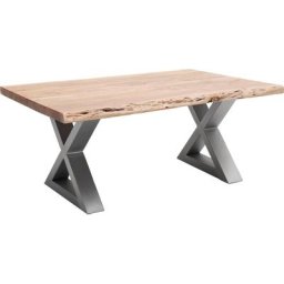 MCA furniture Couchtisch Cartagena, Couchtisch Massivholz mit Baumkante und natürlichen Rissen und Löchern