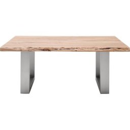 MCA furniture Couchtisch Cartagena, Couchtisch Massivholz mit Baumkante und natürlichen Rissen und Löchern