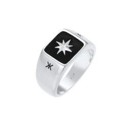 KUZZOI KUZZOI Ring Herren Siegelring Emaille Stern Basic 925 Silber Ringe