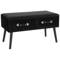 Couchtisch Shwarz Kunstleder 40 x 80 cm 2 Schubladen Rechteckig Modern