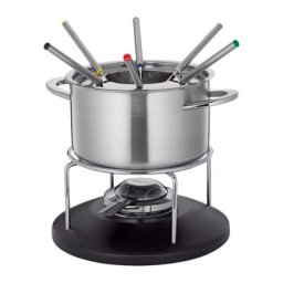 Fondue-Garnitur, Spritzschutz , 6 Fondue-Gabeln