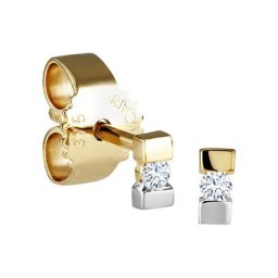 Damen Ohrstecker, 375er Gelb-/Weißgold mit 2 Brillanten, zus. ca. 0,04 Karat