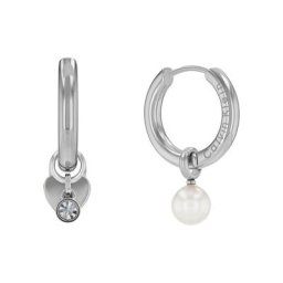 Damen Creolen-Set mit Einhängern ""Huggie 35700001"", Edelstahl
