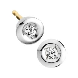 Damen Ohrstecker 375er Gelb-/Weißgold mit 2 Diamanten, zus. ca. 0,04 Karat