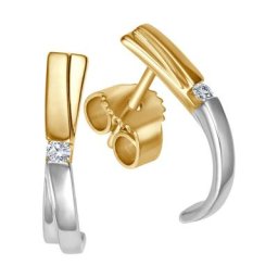 Damen Ohrstecker, 375er Gelbgold mit 2 Diamanten, zus. ca. 0,04 Karat