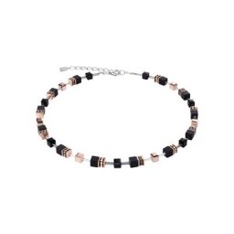Damen Halskette ""GeoCUBE®"", Edelstahl/Onyx