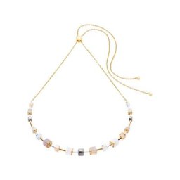 Damen Kette, Edelstahl mit Bergkristall und Achat