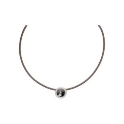 Damen Kette mit Anhänger ""Black Diamond"", 925er Silber/Leder