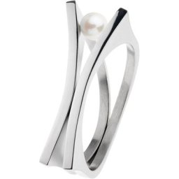 Damen Ring, Edelstahl mit Süßwasserzucht-Perle