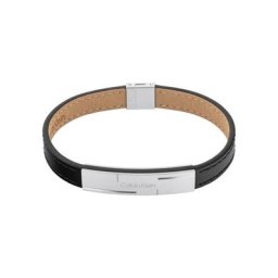 Herren Armband ""Grid 35000056"", Leder/Edelstahl
