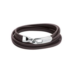Herren Armband ""Wrapped & Braided 35000110"", Leder, Edelstahl