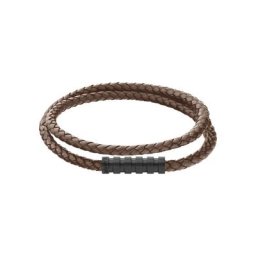 Herren Armband ""Wrapped & Braided 35000096"", Leder/Edelstahl