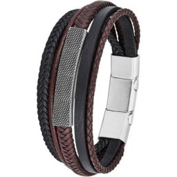 Herren Armband, Leder/Edelstahl