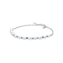 Damen Armband ""Pandora Moments 591689C01"", 925er Silber/Textil mit Süßwasserzuchtperlen