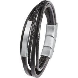 Herren Armband, Edelstahl/Leder
