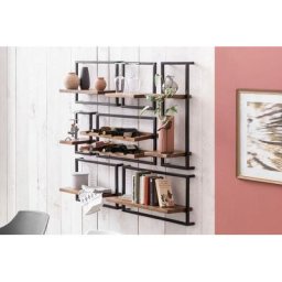 SIT Wandregal Panama, Set 7-tlg., Regalset im Industrial Stil, Mangoholz und Metall