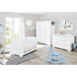 Pinolino® Babyzimmer-Komplettset Polar, (Set, 4-St., Kinderbett, Kleiderschrank, Wickelkommode, Wandregal), extrabreit groß, Kinderbett, Kleiderschrank, Wickelkommode, Wandregal