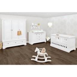 Pinolino® Babyzimmer-Komplettset Emilia, (Set, 3-St., Kinderbett, Wickelkommode, Kleiderschrank), extrabreit groß, mit Kinderbett, Schrank und Wickelkommode
