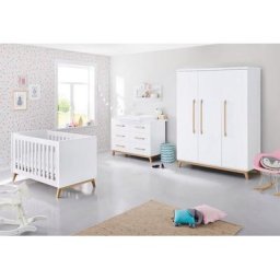 Pinolino® Babyzimmer-Komplettset Riva, (Set, 3-St., Kinderbett, Schrank, Wickelkommode), extrabeit groß, mit Kinderbett, Schrank und Wickelkommode
