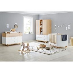 Pinolino® Babyzimmer-Komplettset Boks, (Set, 3-St., Kinderbett, Kleiderschrank, Wickelkommode), extrabreit groß, mit Kinderbett, Schrank und Wickelkommode