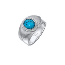 KUZZOI KUZZOI Ring Herrren Siegelring Türkiser Howlith 925 Silber Ringe Herren