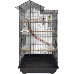 Vogelvoliere Vogelkäfig Groß Papageienkäfig Metall Vogelhaus mit Holzstange Futterstelle Schaukel