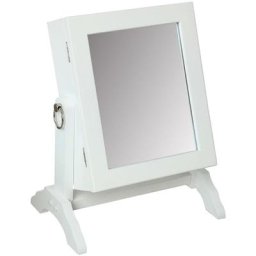 Schmuckschrank mit Spiegel - Weiß - Weiß