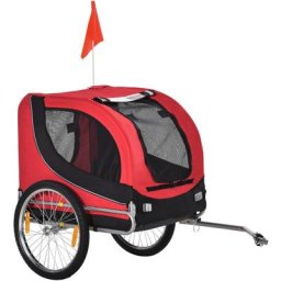 Fahrradanhänger für Hunde mit Universalkupplung Stahl Rot+Schwarz - Rot+Schwarz - Pawhut