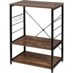 Küchenregal Standregal Mikrowellenhalter Bäcker Regal Metallregal aus Holz und Stahl, mit 3