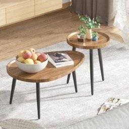 Satztisch 2er Set, Holz Beistelltisch Wohnzimmertisch Couchtisch Sofatisch Kaffeetisch mit