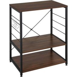 Küchenregal Standregal Mikrowellenhalter Bäcker Regal Metallregal aus Holz und Stahl, mit 3