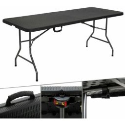 Klapptisch Buffettisch Rattan Optik Gartentisch Campingtisch Klappbar - Schwarz - Arebos