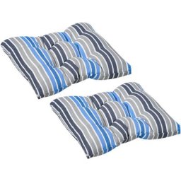 2er-Set Sitzkissen Stuhlkissen Sitzauflage Gartenstuhlkissen leicht zu reinigen Blau gestreift 50L