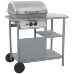 Gasgrill mit Beistelltisch auf 3 Ebenen Silbern Vidaxl Silber