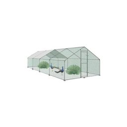 Hühnerstall 3x8x2m Hühnerhaus Freilaufgehege Groß xxxl mit Schloss pe Sonnenschutz Dach