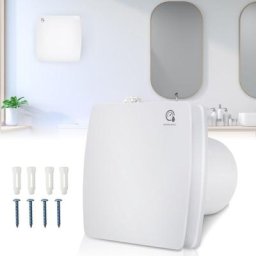 Badlüfter Feuchtesensor Timer Ventilator Mit Rückflussleitblech Wandlüfter 100mm - Weiß - Swanew