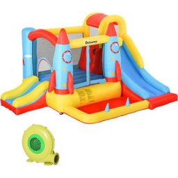 Aufblasbare Hüpfburg mit Gebläse Wasserspielcenter Rutsche für 4 Kinder xxl Springburg für 3-10
