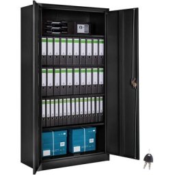 Tectake - Aktenschrank mit 5 Böden - Büroschrank, Rolladenschrank, Hängeregisterschrank - schwarz