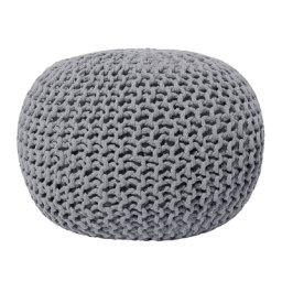 Pouf Dunkelgrau 100% Baumwolle Rund ⌀ 50 cm Elegant Modern